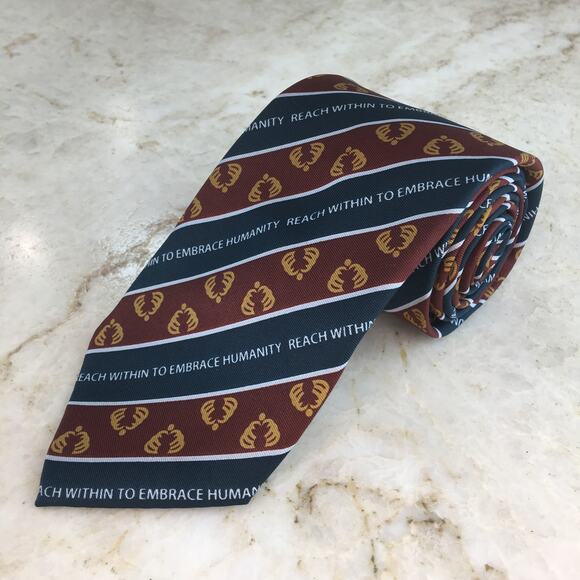PILLORI " REACH WITHIN TO EMBRACE HUMANITY" NAVY BURGUNDY WHITE TIE - Picture 1 of 13